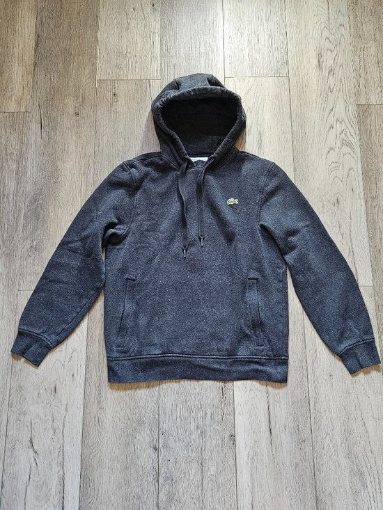 Lacoste Other - Lacoste Sport Charcoal Grey Fleece Pullover Hoodie Zipper Pockets Sz US Small